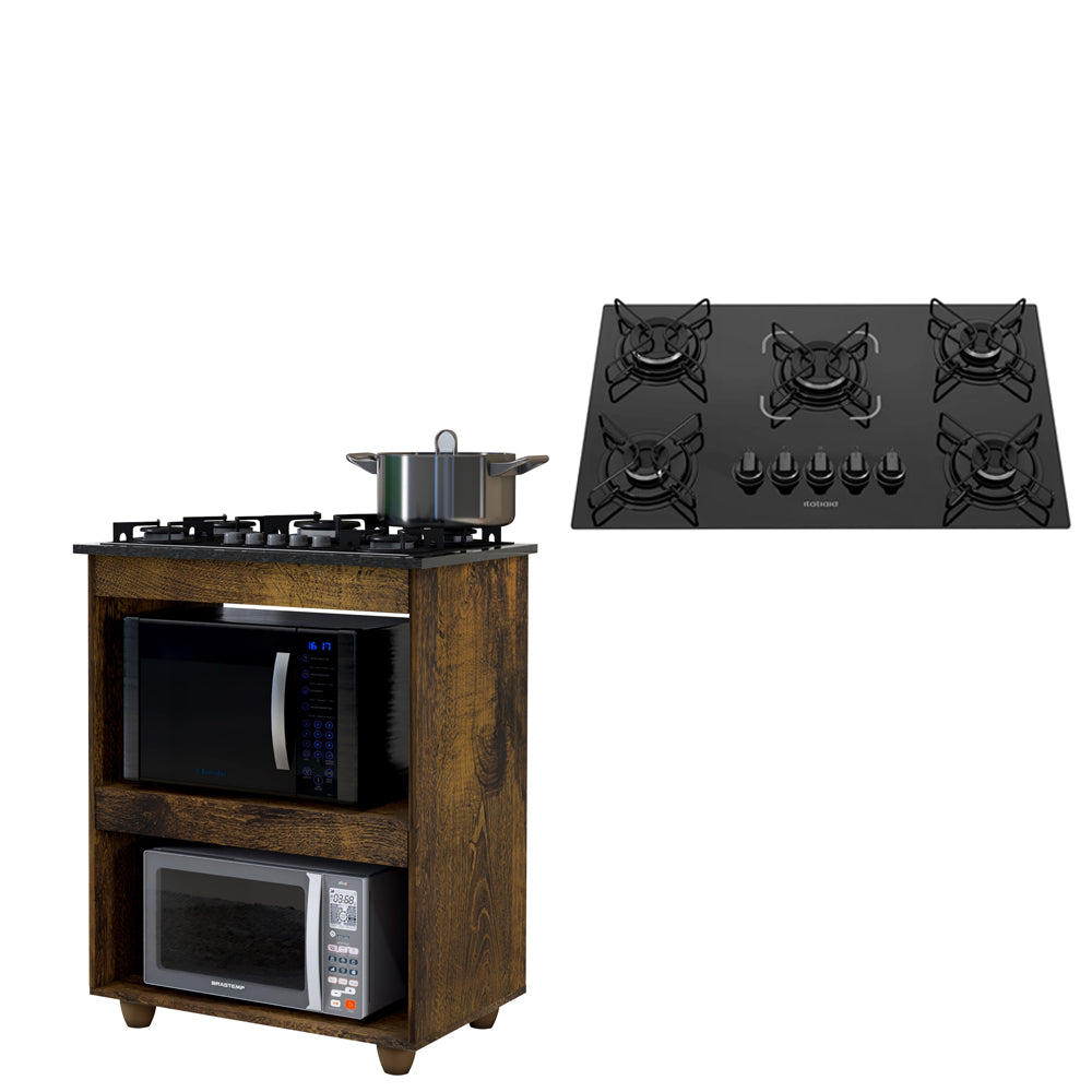 Kit Balcão Cooktop Turim Ype com Fogão Cooktop 5 Bocas Itatiaia