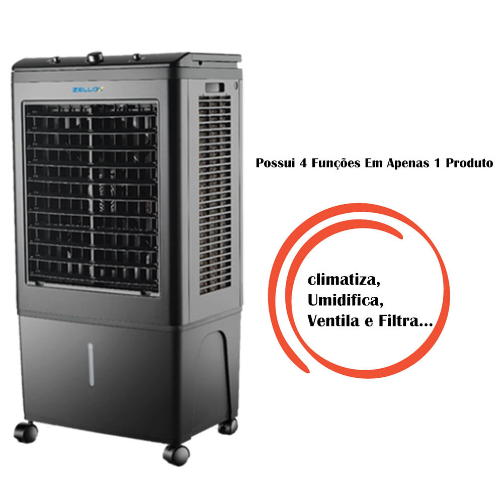 Climatizador de Ar Evaporativo Zlx-45 45 Litros 4 Funções 150w 127v Zellox