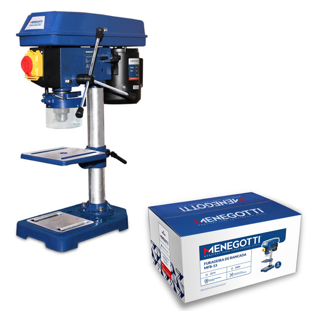 FURADEIRA DE BANCADA MFB-13 COM MOTOR MONO 350W 60HZ E MANDRIL MENEGOTTI