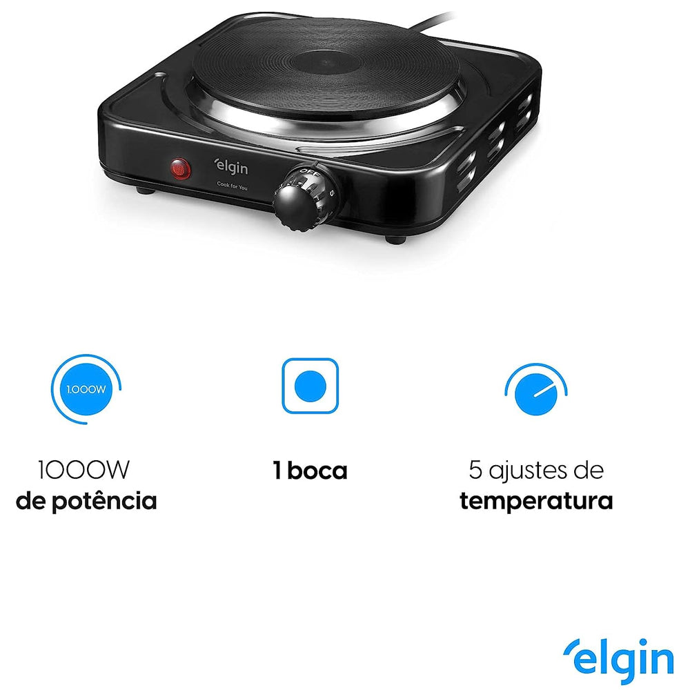Fogão Portátil de Mesa 1 Boca 1000w 220v Elgin