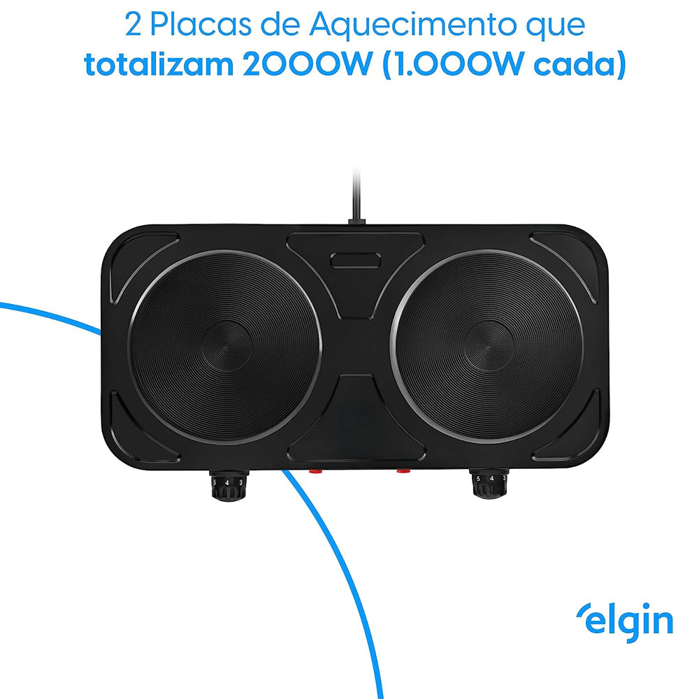 Fogão Elétrico Portátil Cooktop 2 Bocas 220v Elgin