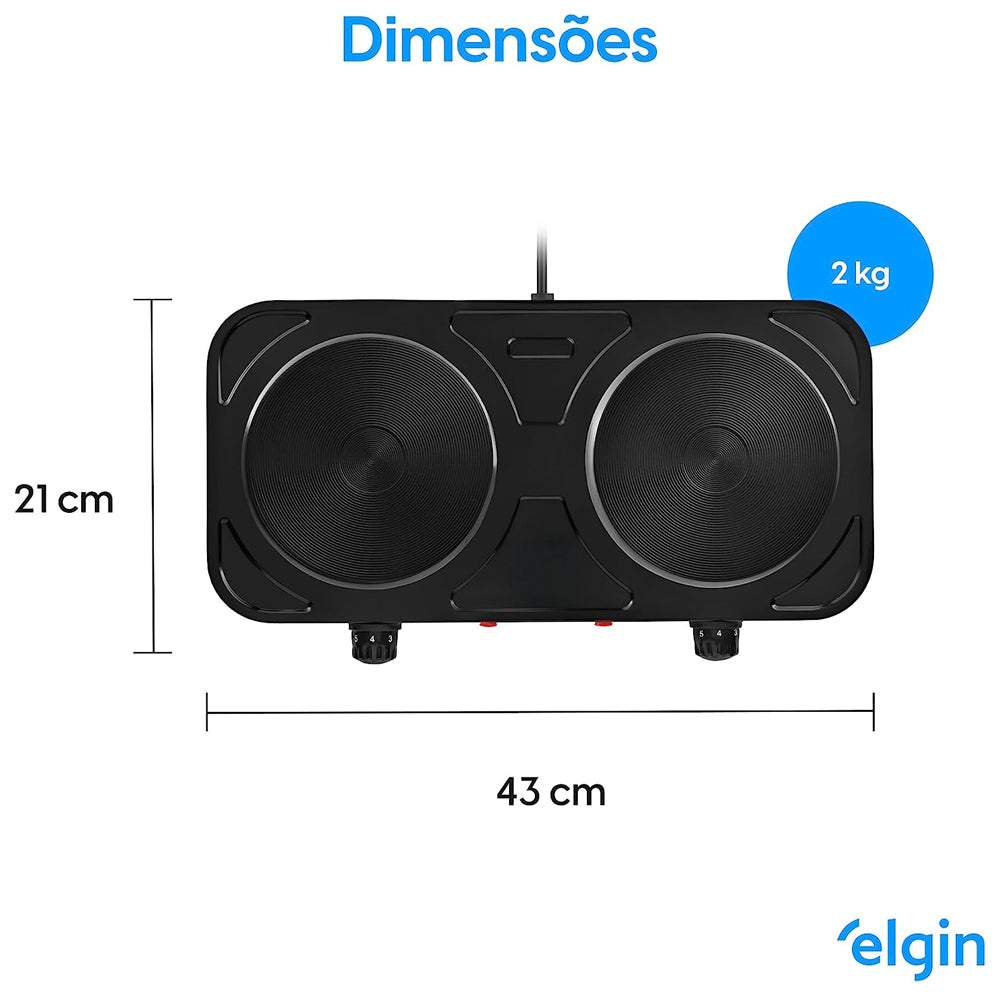Fogão Elétrico Portátil Cooktop 2 Bocas 127v Elgin
