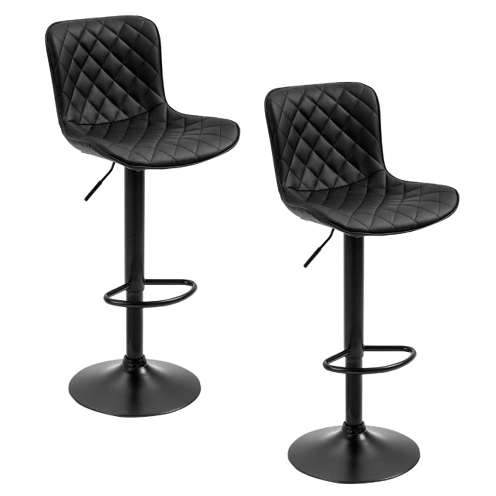 Kit 2 Banquetas Alta para Cozinha Base Preta Giratória Luxo Estofada Pu Bs80 Cinza Best
