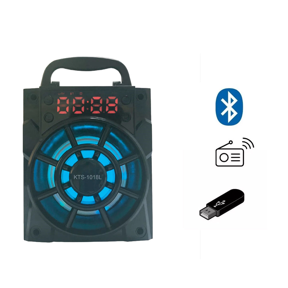 CAIXA DE SOM KTS-1018 PORTÁTIL BLUETOOTH USB POTENTE RÁDIO SUPORTE PARA CELULAR