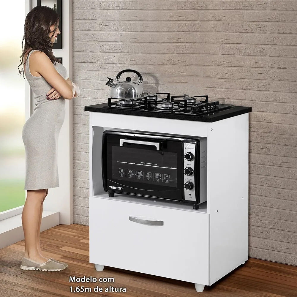 Kit Balcão Cooktop Itatiaia com 1 Porta Branco e Fogão Cooktop 4 Bocas