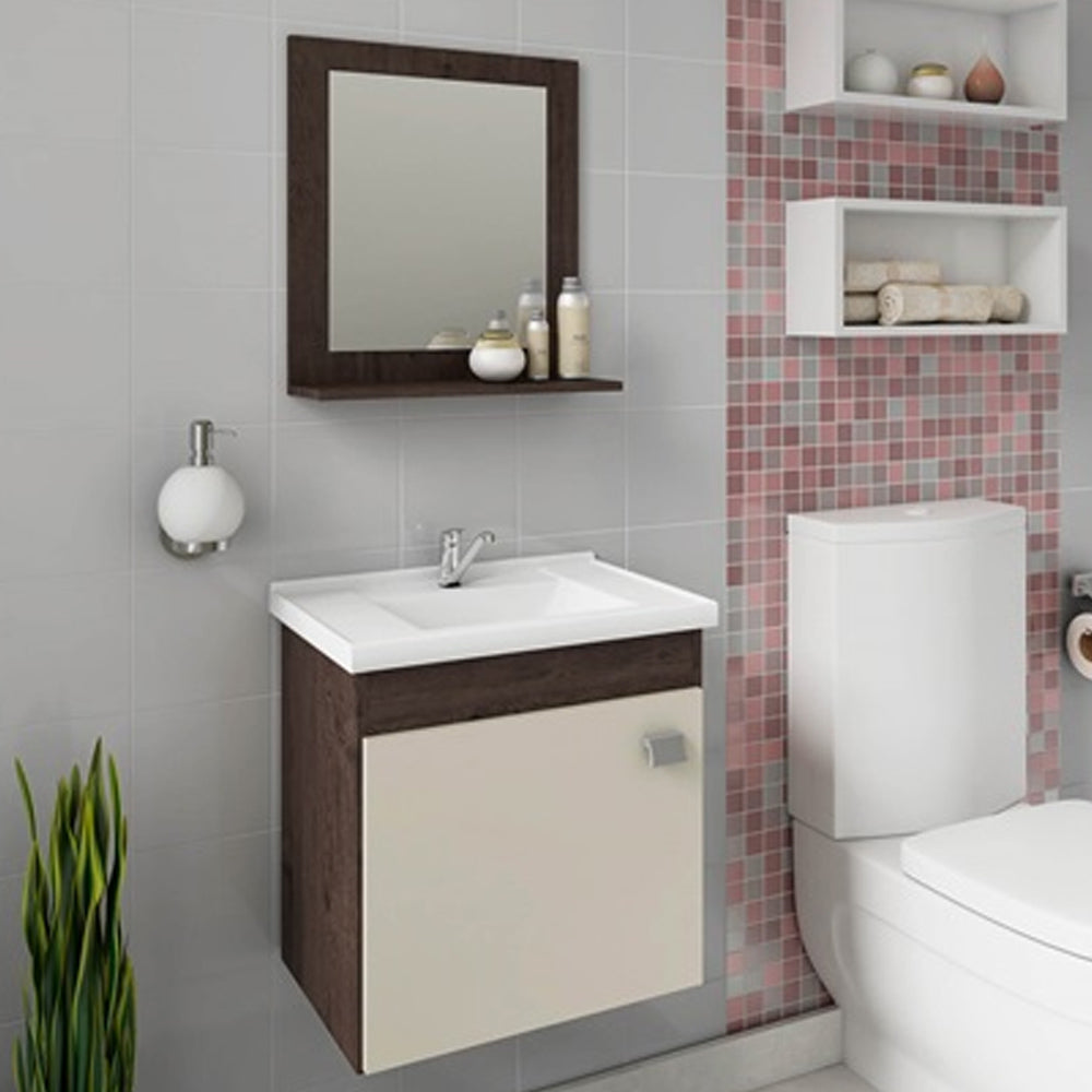 GABINETE ARMÁRIO DE BANHEIRO COM PIA CUBA ESPELHO IRIS MGM