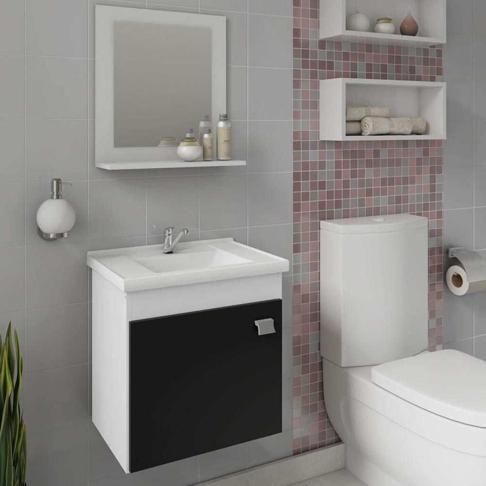 GABINETE ARMÁRIO DE BANHEIRO COM PIA CUBA ESPELHO IRIS MGM