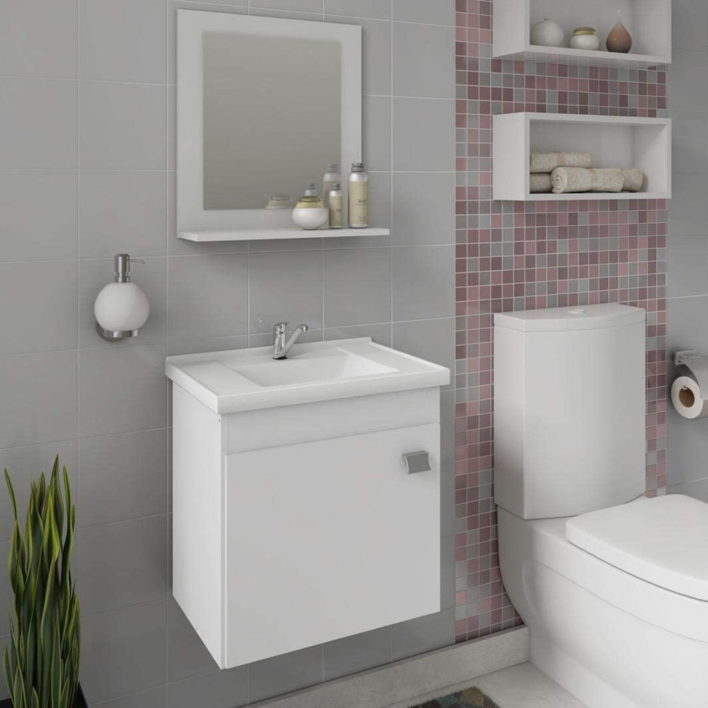 GABINETE ARMÁRIO DE BANHEIRO COM PIA CUBA ESPELHO IRIS MGM