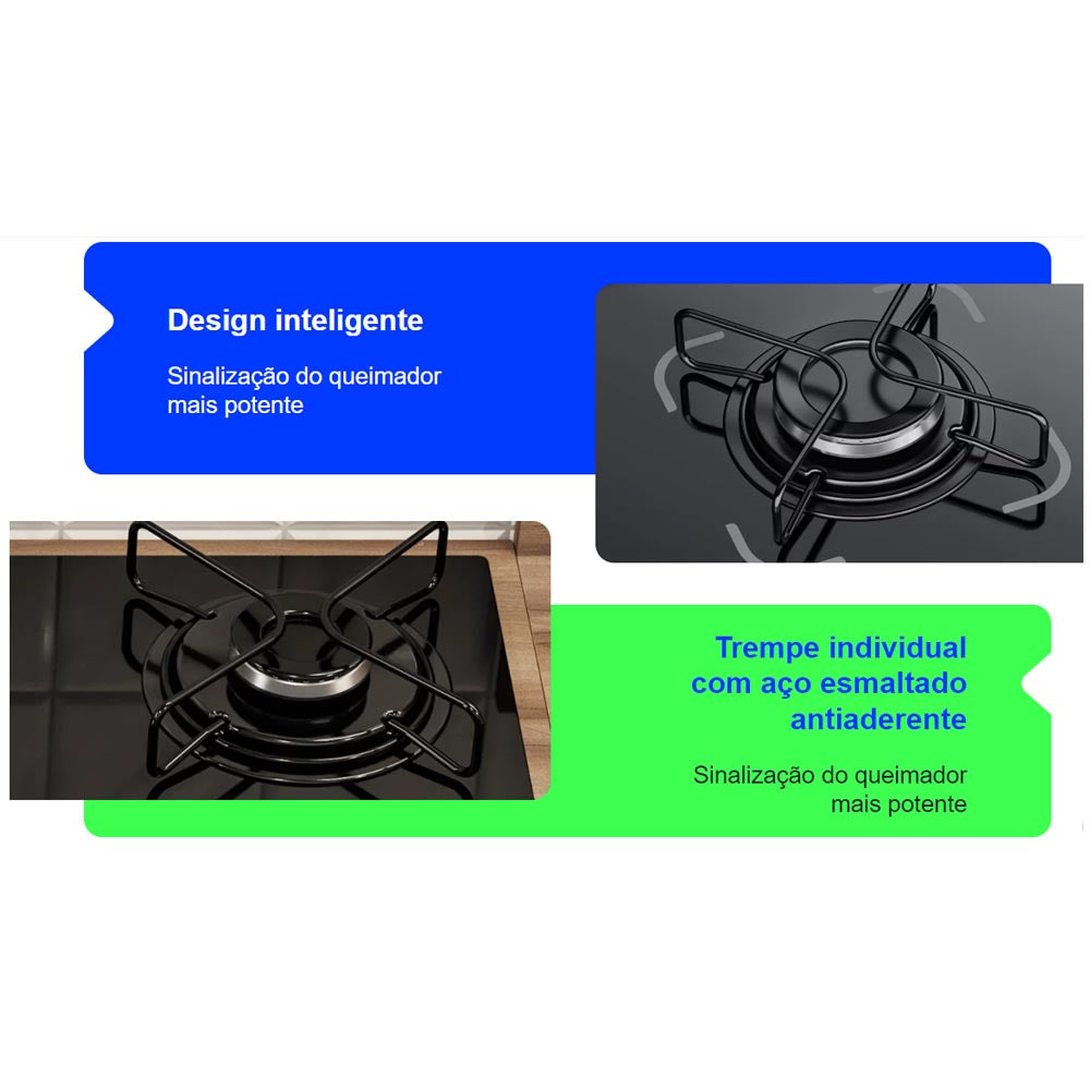COOKTOP FOGÃO ITATIAIA ESSENCIAL 4 BOCAS BIVOLT PRETO