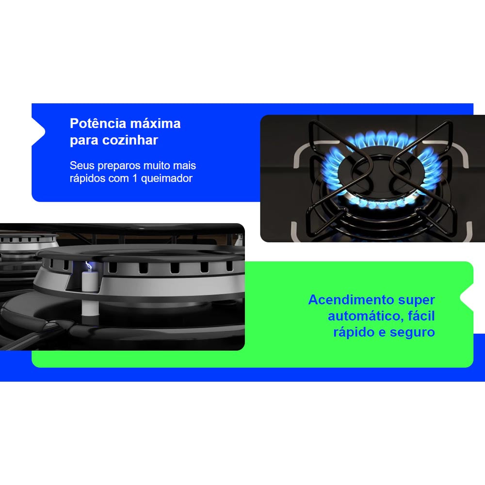 COOKTOP FOGÃO ITATIAIA ESSENCIAL 4 BOCAS BIVOLT PRETO