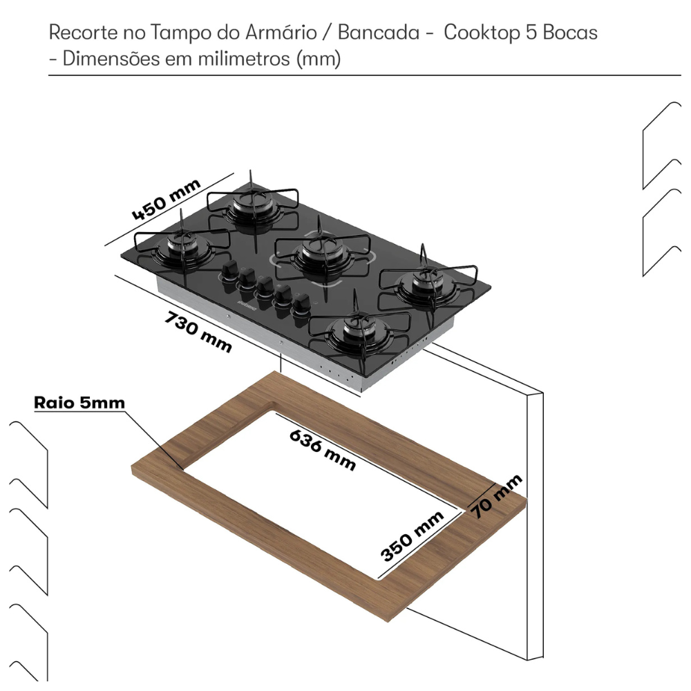 Fogão Cooktop 5 Bocas Itatiaia Trempe Ferro Fundido Itacook Premium