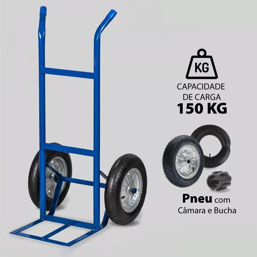 CARRINHO DE CARGA TRANSPORTE 2 RODAS 150KG METALOSA