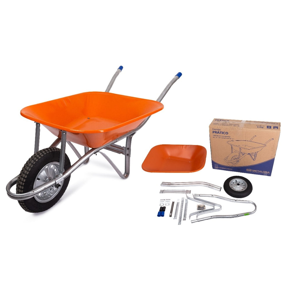 Carrinho de Mão Reforçado Aço Galvanizado 60 Litros Metalosa
