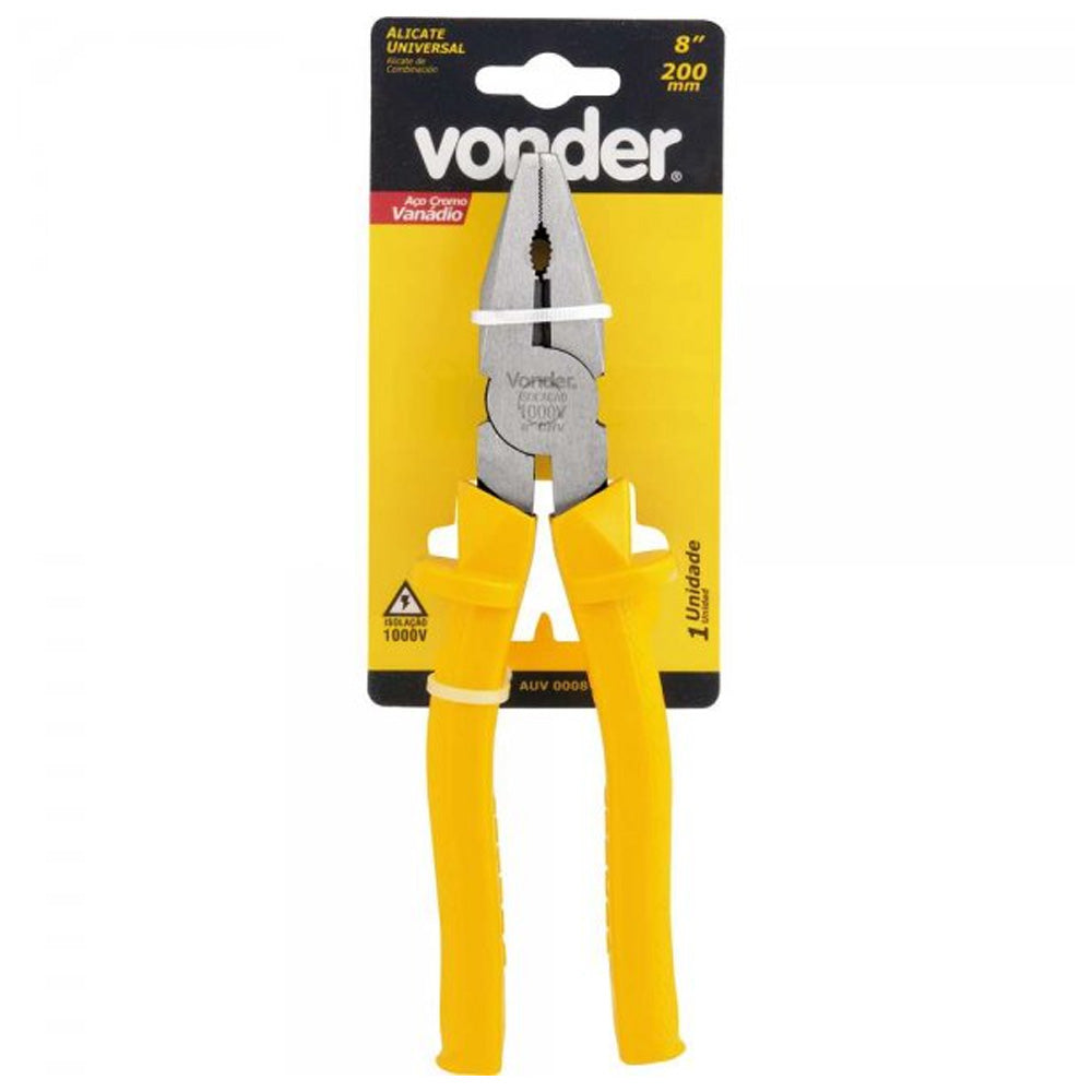ALICATE UNIVERSAL 8" CROMO VANÁDIO COM ISOLAÇÃO ATÉ 1.000V VONDER