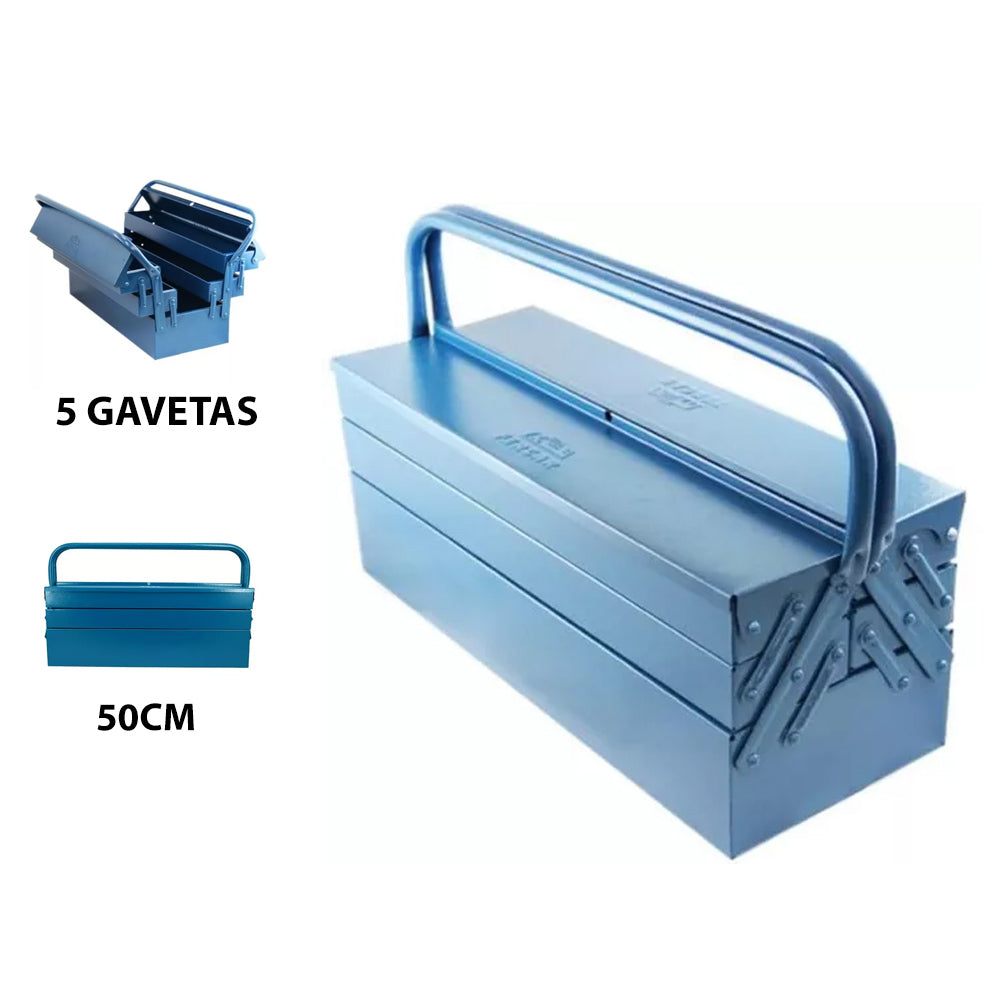 CAIXA DE FERRAMENTAS SANFONADA 5 GAVETAS 50CM FERCAR