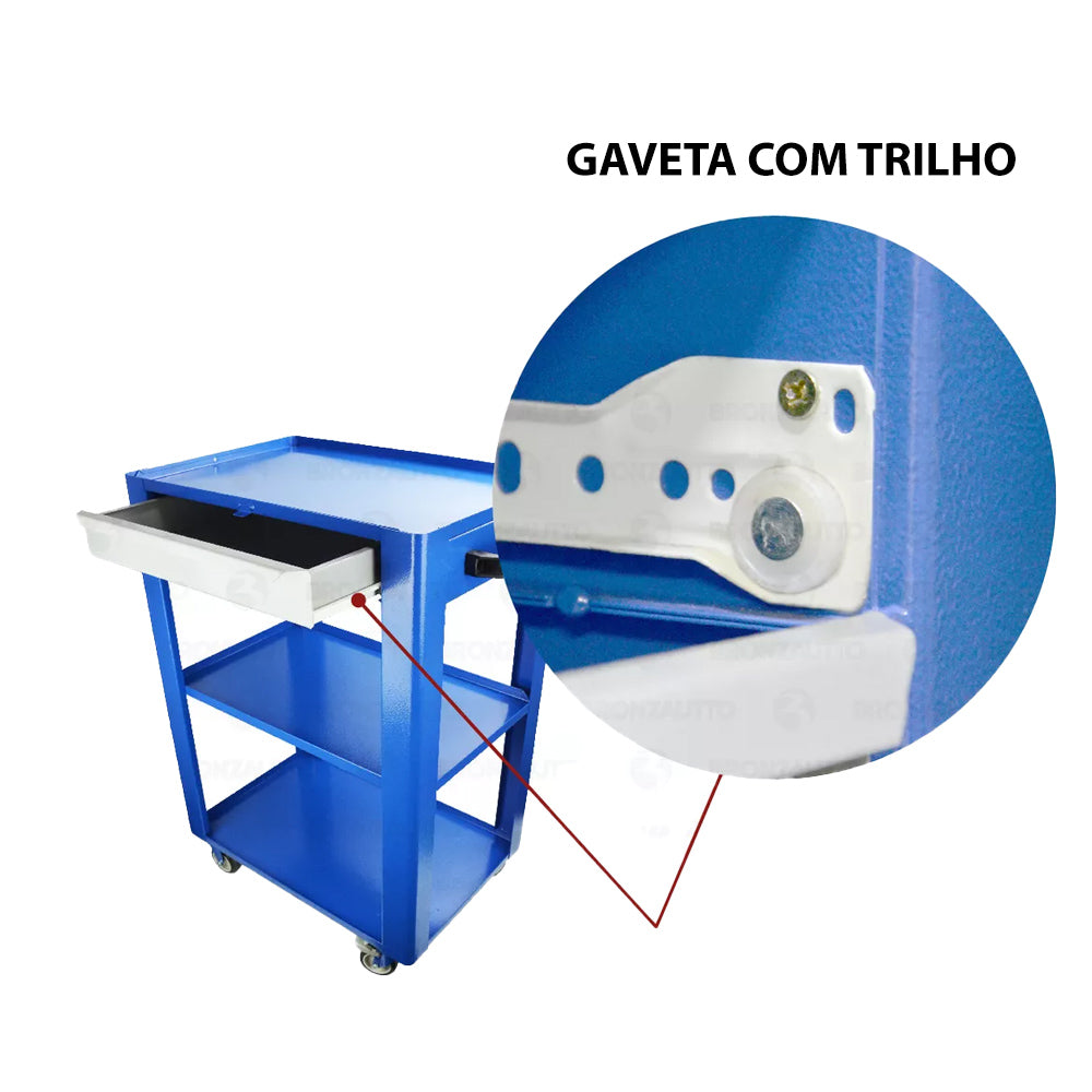 Carrinho Desmontavel de Mecânico P/ Ferramentas com 1 Gaveta Cd02 Azul Fercar