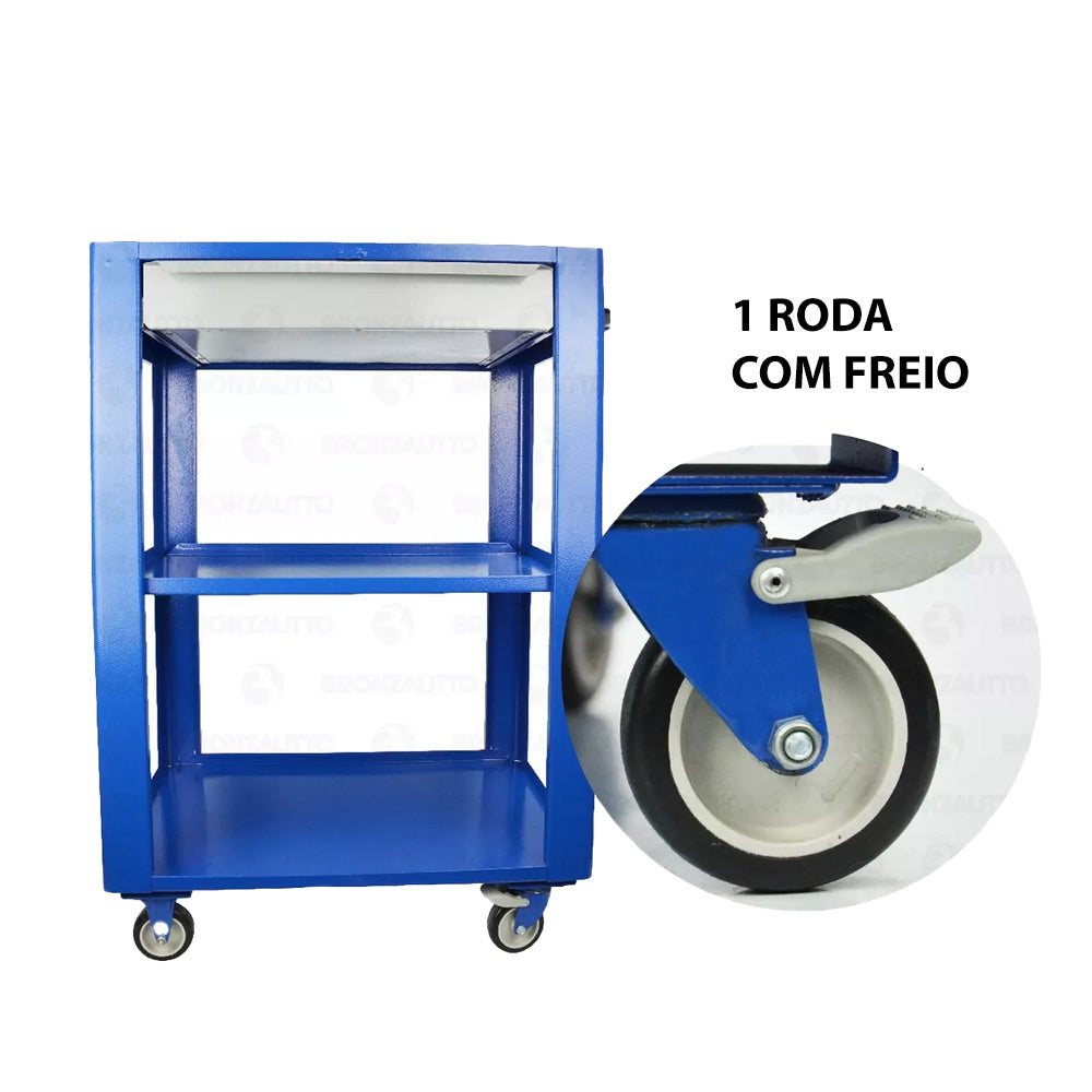 Carrinho Desmontavel de Mecânico P/ Ferramentas com 1 Gaveta Cd02 Azul Fercar