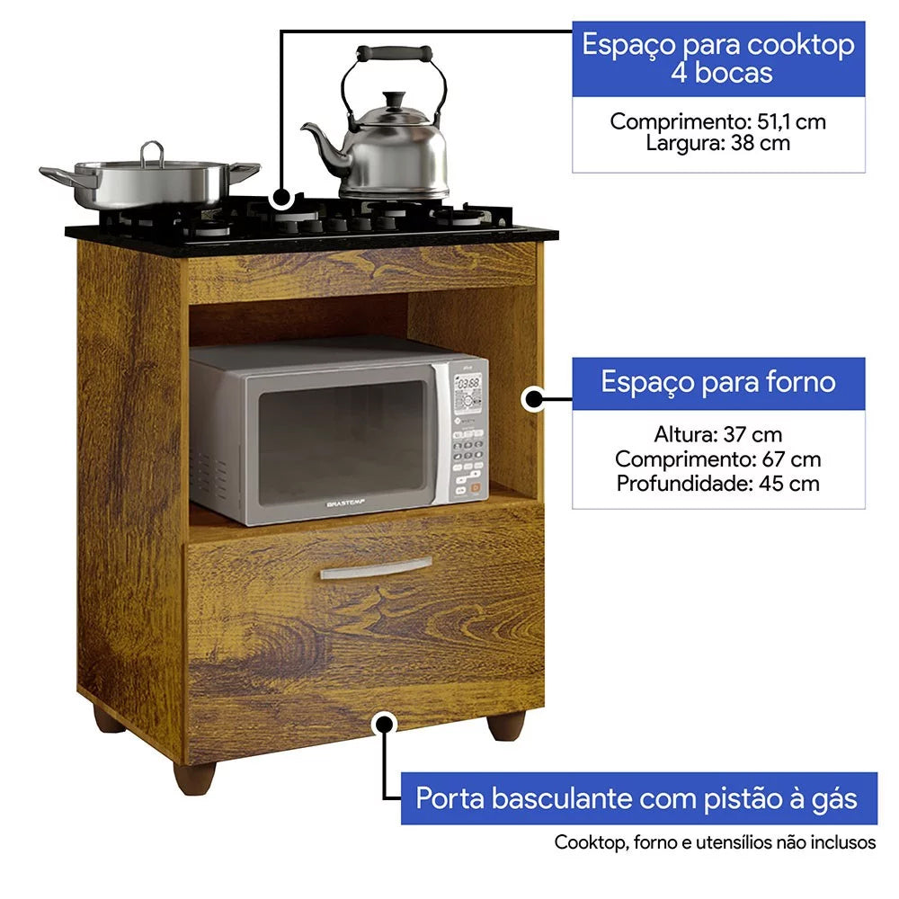 BALCÃO COOKTOP SALVIA 4 BOCAS KAIKI MÓVEIS