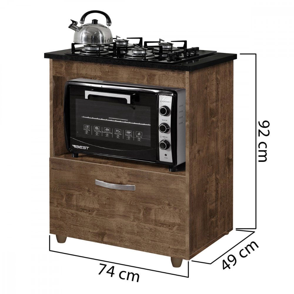 BALCÃO COOKTOP SALVIA 4 BOCAS KAIKI MÓVEIS