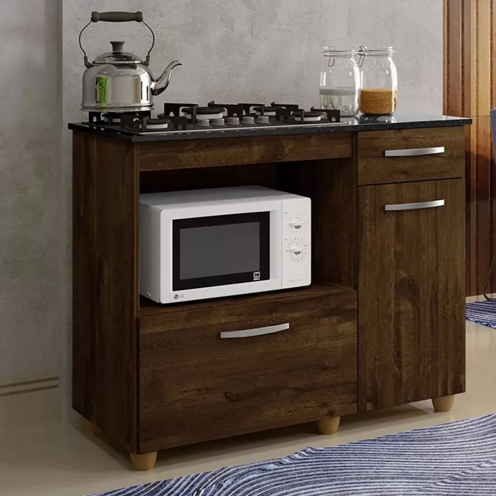 Balcão Cooktop 4 Bocas Violeta Basculante Ipê - Kaiki Móveis