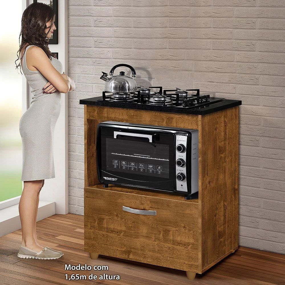 BALCÃO COOKTOP 5 BOCAS 1 PORTA SALVIA KAIKI MÓVEIS