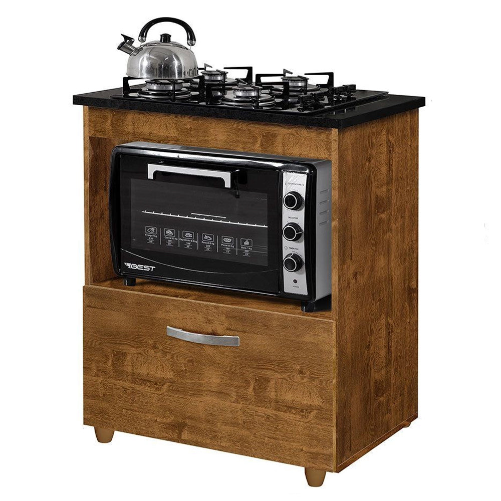 BALCÃO COOKTOP 5 BOCAS 1 PORTA SALVIA KAIKI MÓVEIS