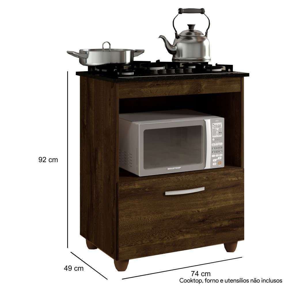 Balcão Cooktop 5 Bocas 1 Porta Salvia Kaiki Móveis