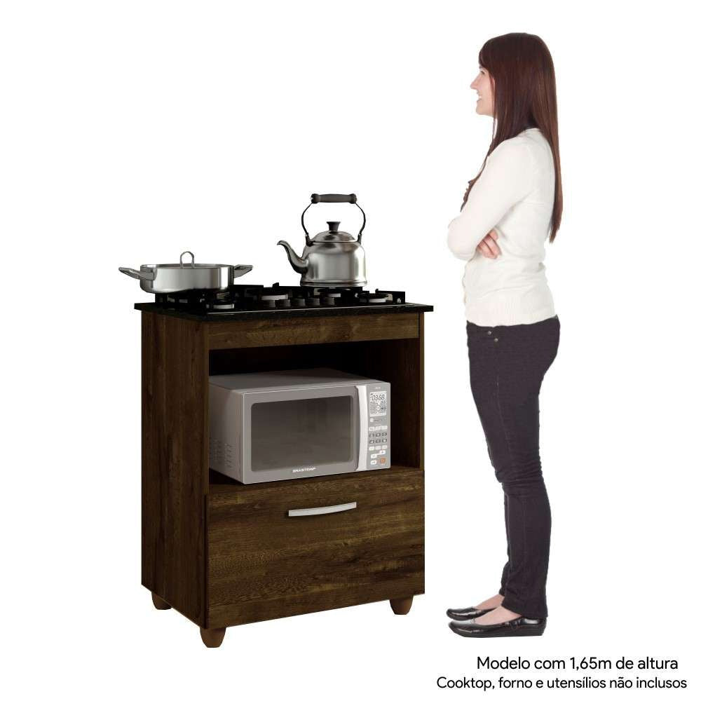 Balcão Cooktop 5 Bocas 1 Porta Salvia Kaiki Móveis