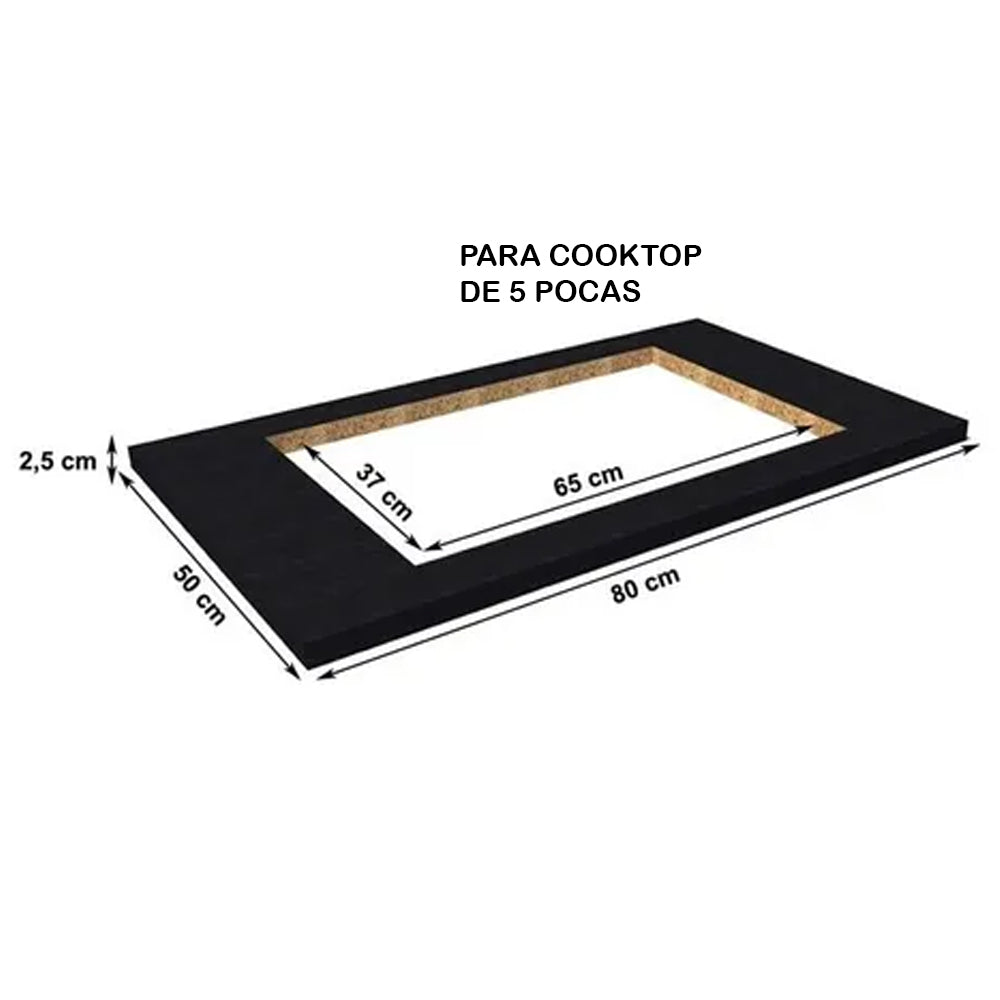 Balcão Cooktop 5 Bocas 1 Porta Salvia Branco Kaiki Móveis