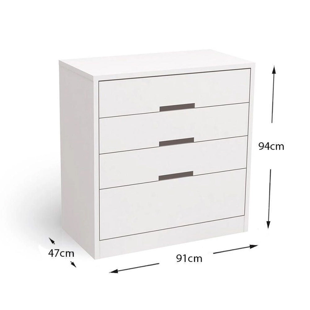 Comoda para Quarto 3 Gavetas e 1 Gavetão Branco Kappesberg
