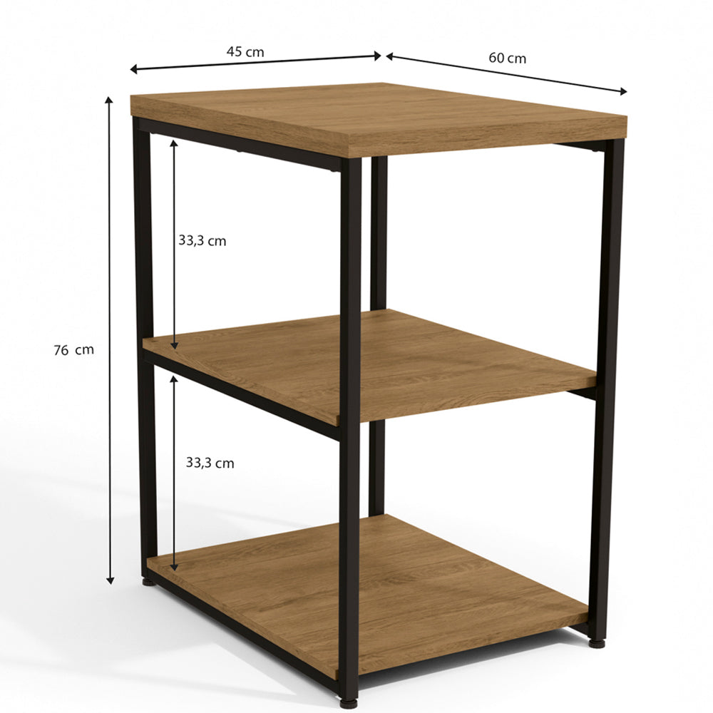 Estante Baixa 3 Prateleiras Estilo Industrial Freijo Kapesberg