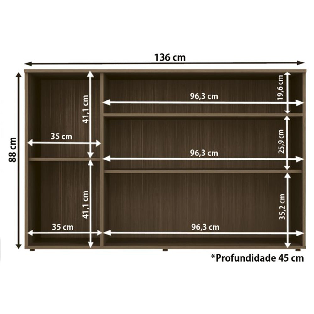 Armário Medio para Escritório 3 Portas Carvalho Munique F208 Kappesberg