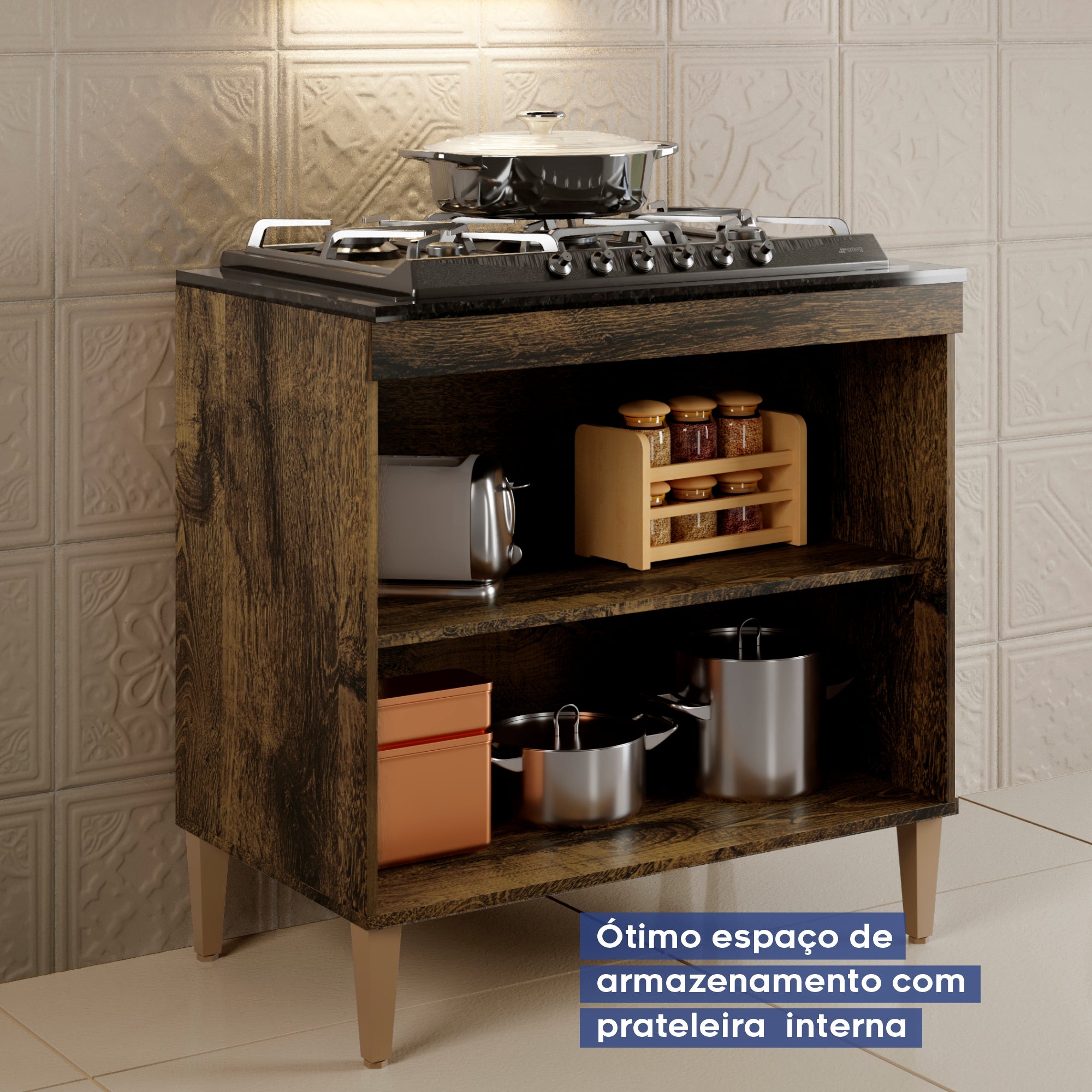 Balcao Cooktop 05 Bocas 2 Portas Sevilha Ype Kaiki Móveis