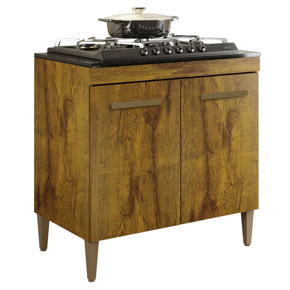 Balcao Cooktop 05 Bocas 2 Portas Sevilha Nature/off White Kaiki Móveis