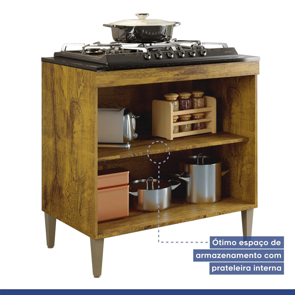 Balcao Cooktop 05 Bocas 2 Portas Sevilha Rovere Kaiki Móveis