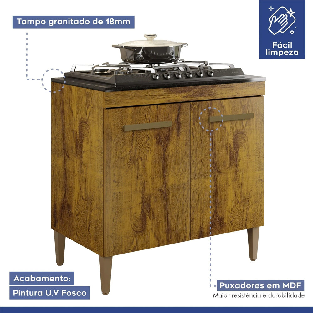 Balcao Cooktop 05 Bocas 2 Portas Sevilha Rovere Kaiki Móveis