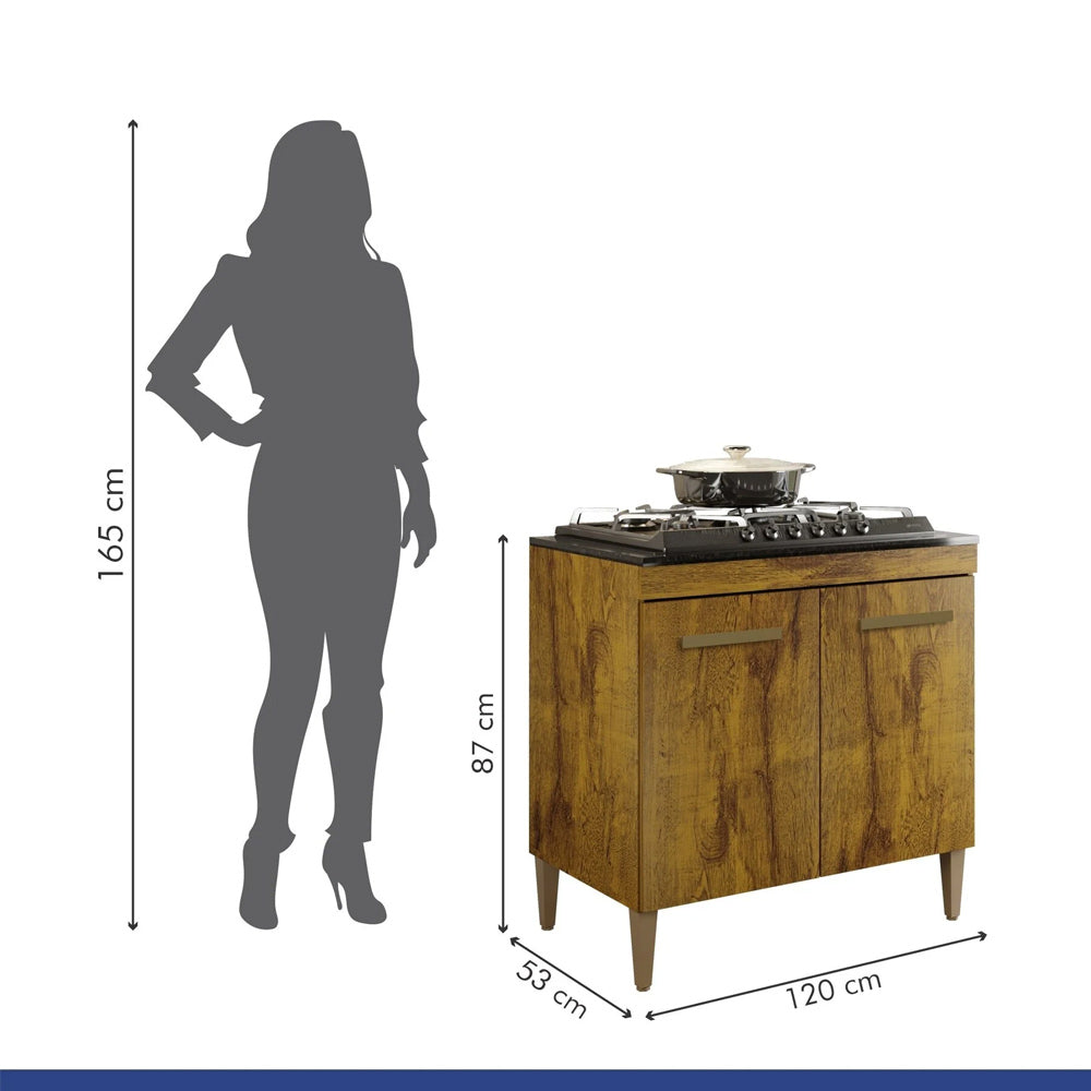 Balcao Cooktop 05 Bocas 2 Portas Sevilha Rovere Kaiki Móveis