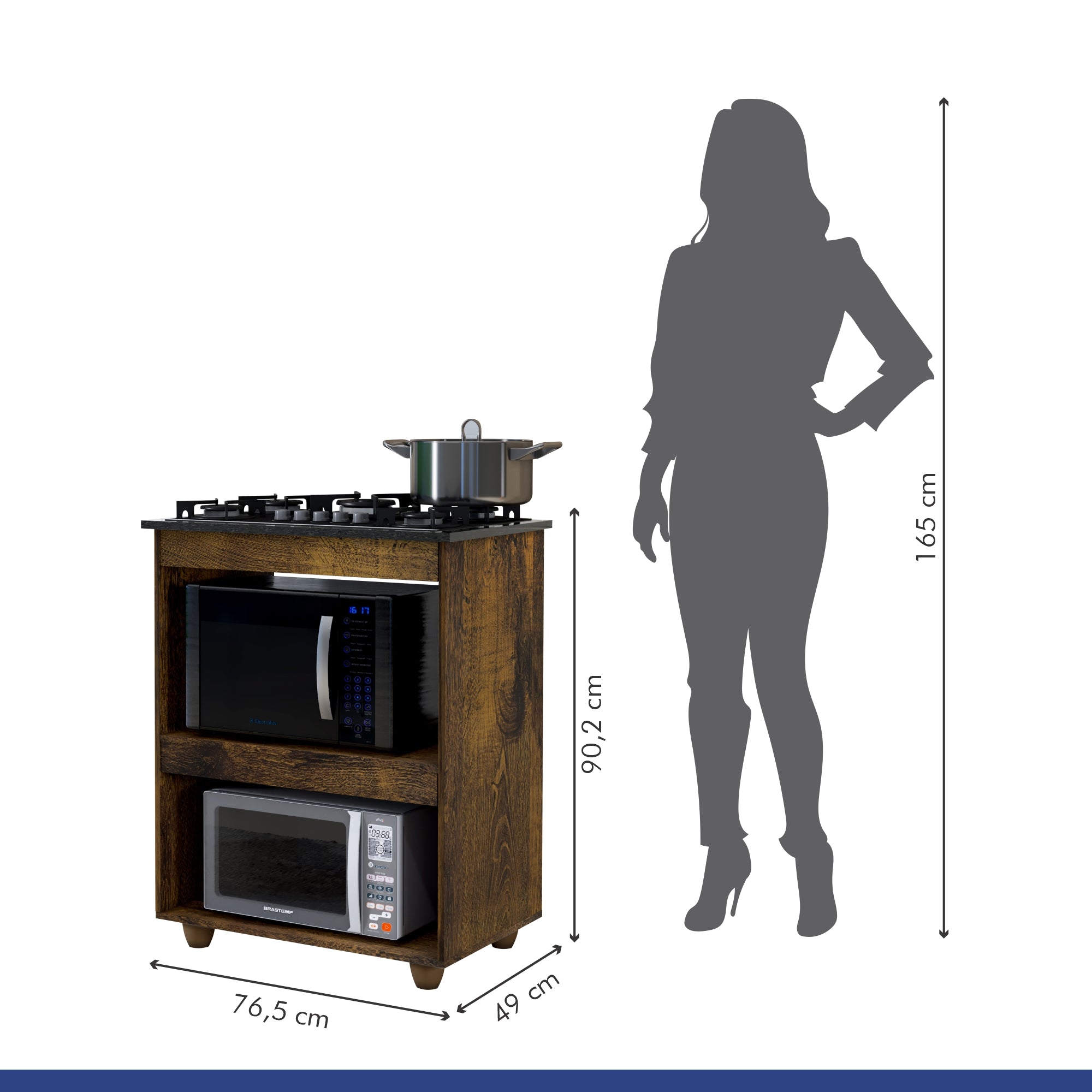 Kit Balcão Cooktop 4 Bocas Itatiaia Turim Ypê com 2 Espaços