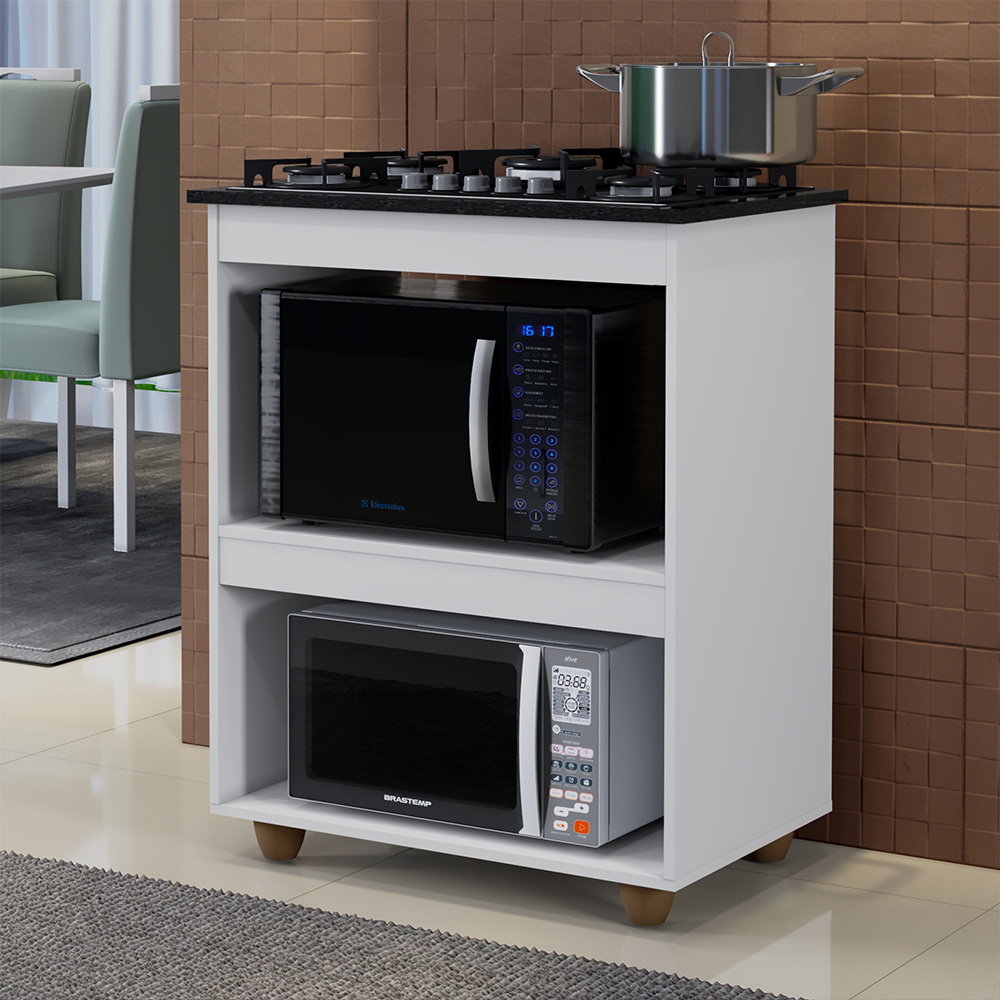 Kit Balcão Cooktop Turim Branco com Fogão Cooktop 4 Bocas Itatiaia