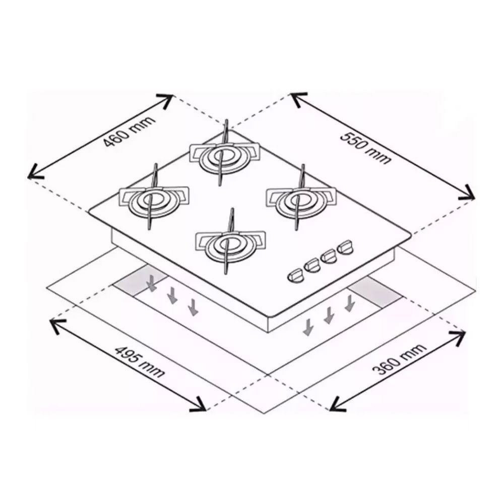 Fogão Cooktop ultra chama 4 bocas