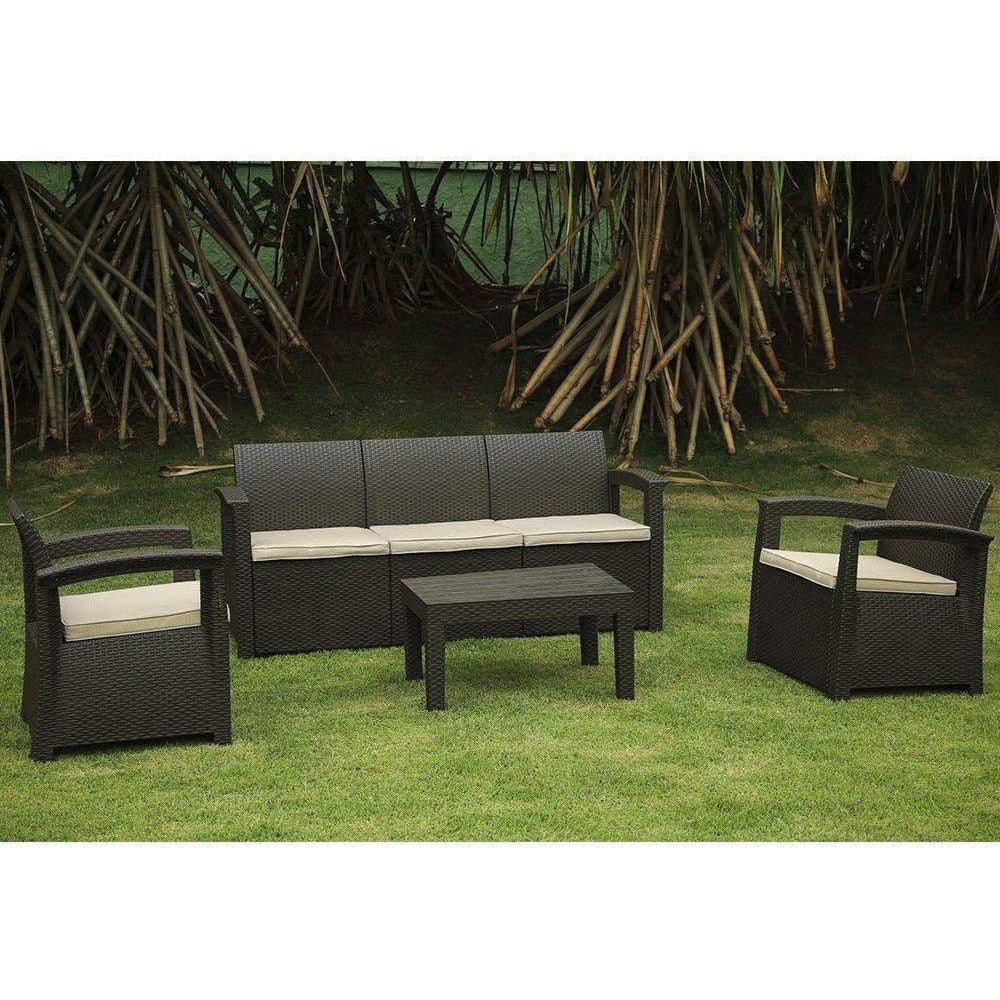 CONJUNTO DE SOFÁ 5 LUGARES PARA JARDIM ÁREA EXTERNA RATTAN D7HOME
