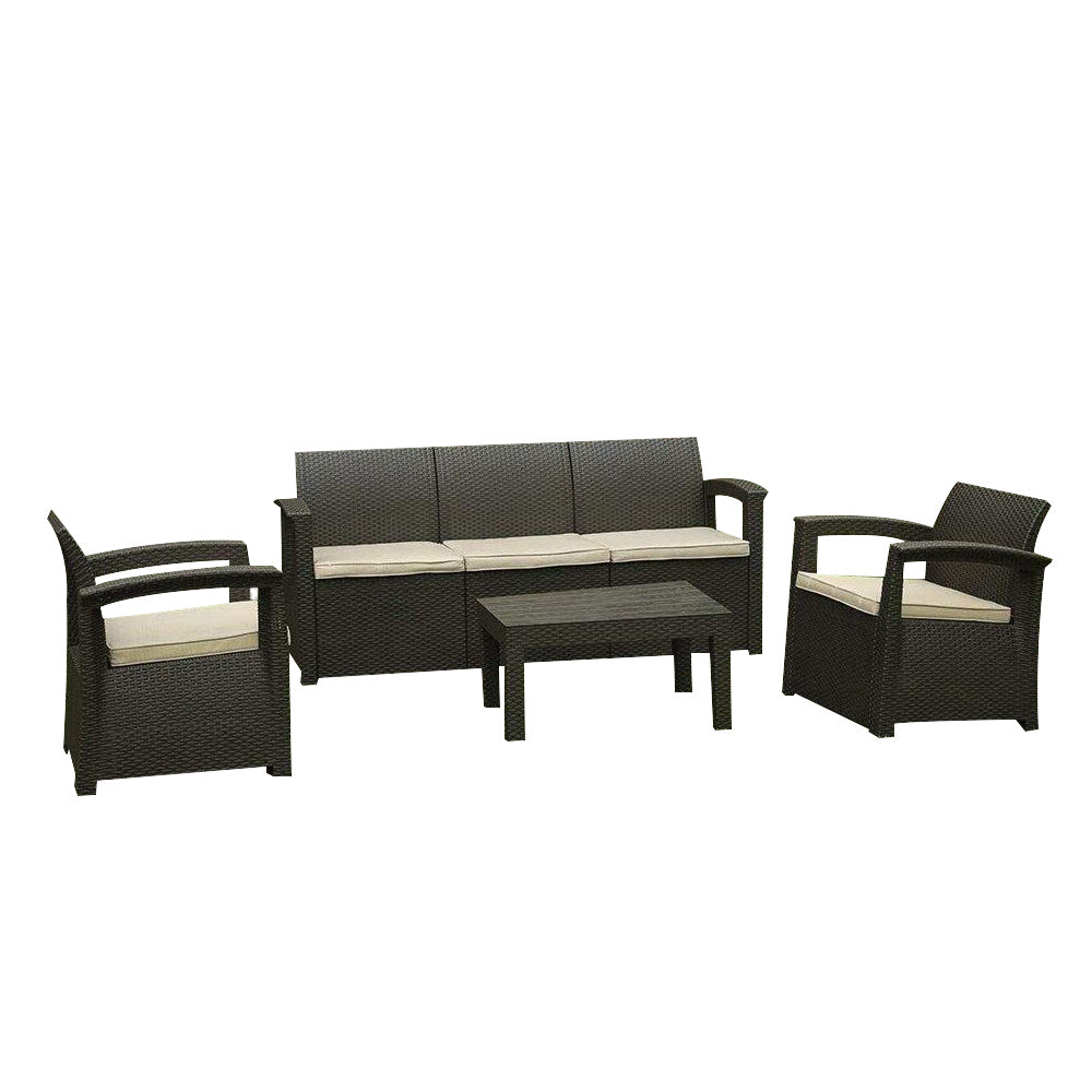 CONJUNTO DE SOFÁ 5 LUGARES PARA JARDIM ÁREA EXTERNA RATTAN D7HOME