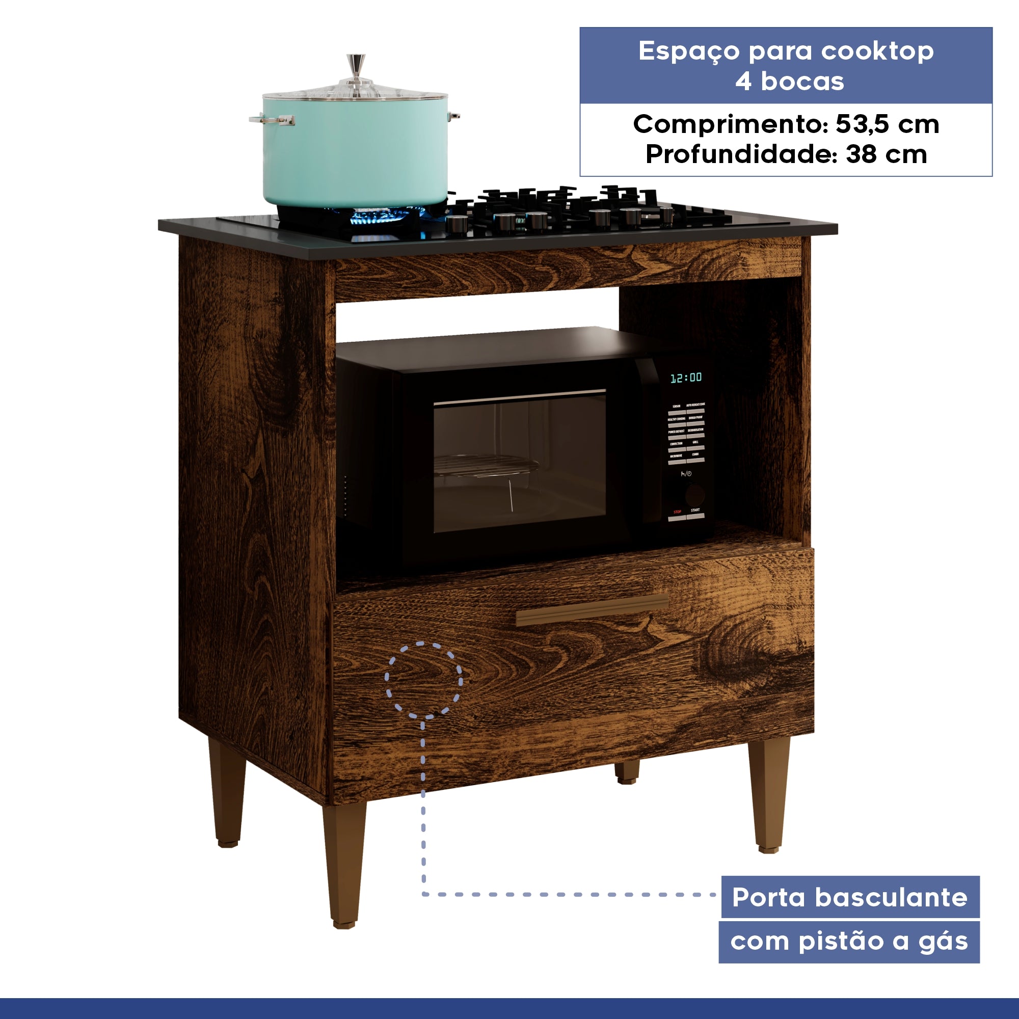 Balcão Cooktop Eliz 1 Porta 4 Bocas Ype Kaiki Móveis