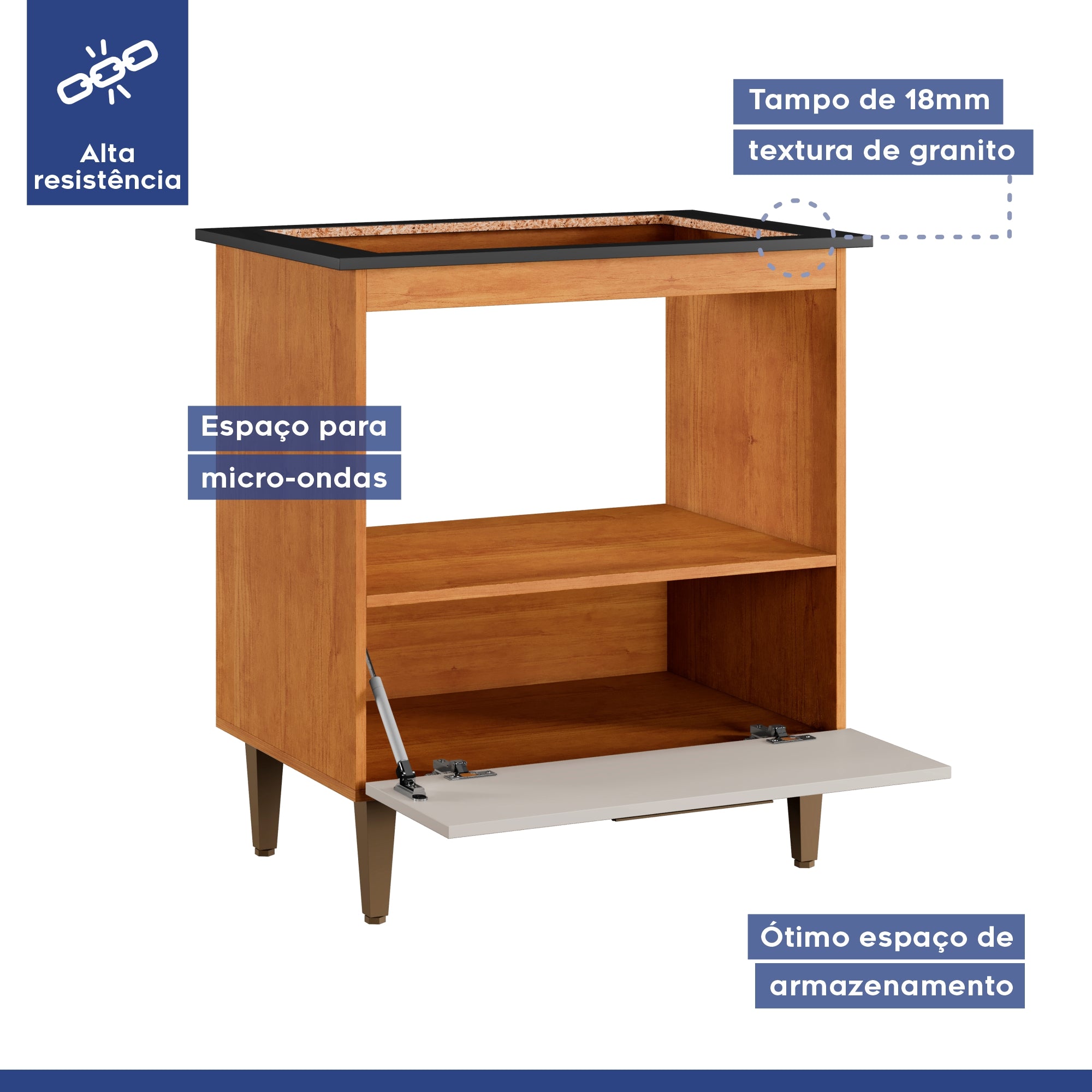 Balcão Cooktop Eliz 1 Porta 4 Bocas Nature Off White Kaiki Móveis