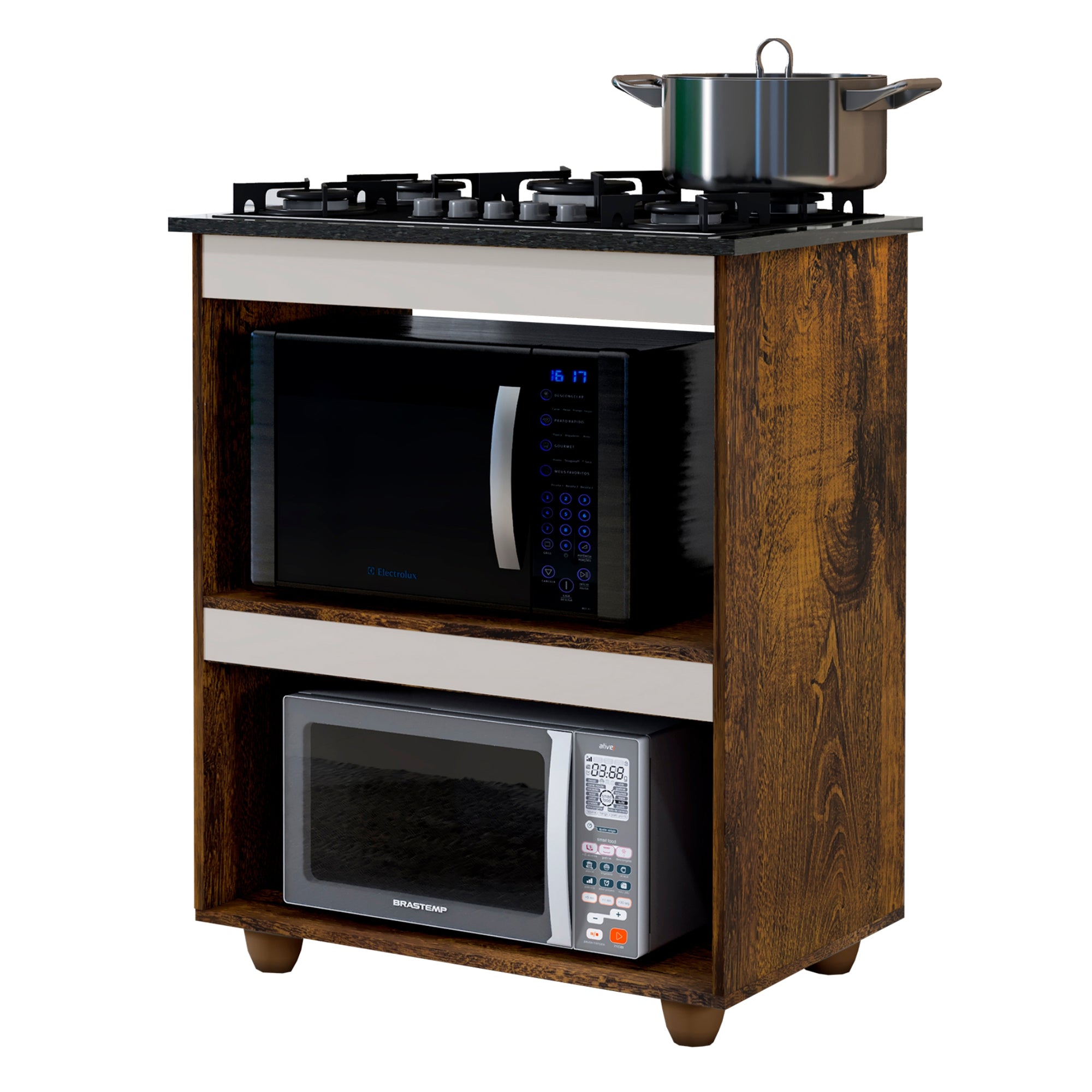 Balcão de Cozinha para Cooktop 5 Bocas Turim Ype/off White Kaiki