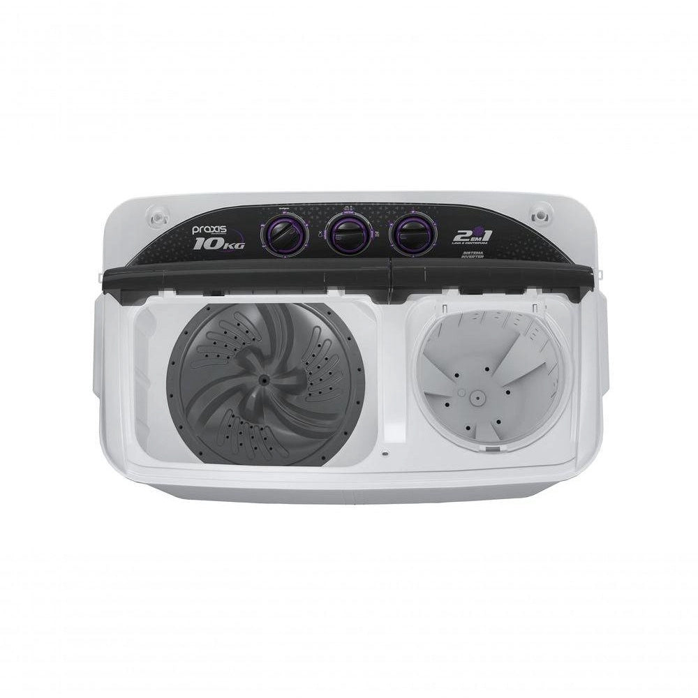 Máquina de Lavar Lavadora e Centrifuga 10kg 2 em 1 Branca Twin Tub 127v Praxis