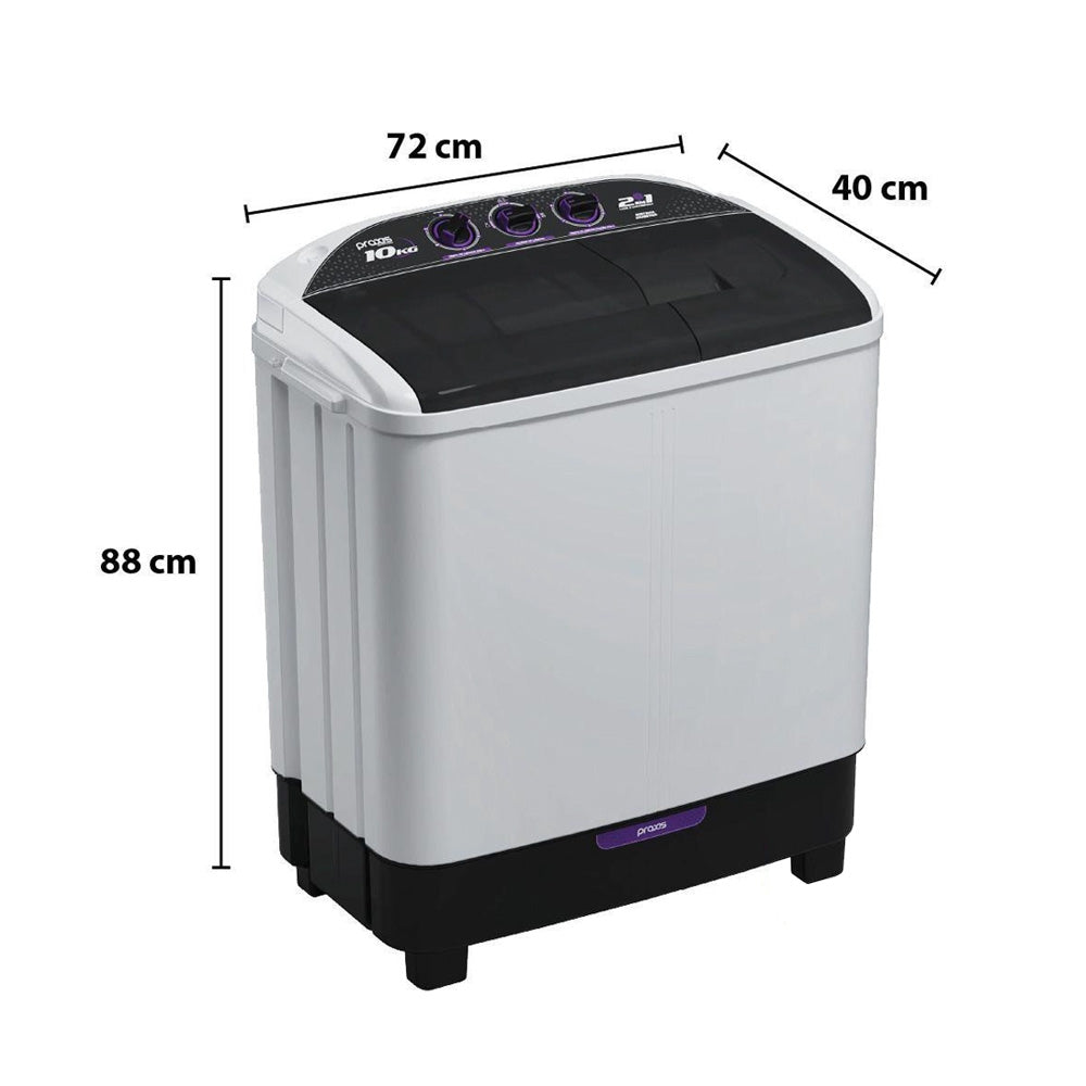 Máquina de Lavar Lavadora e Centrifuga 10kg 2 em 1 Branca Twin Tub 127v Praxis