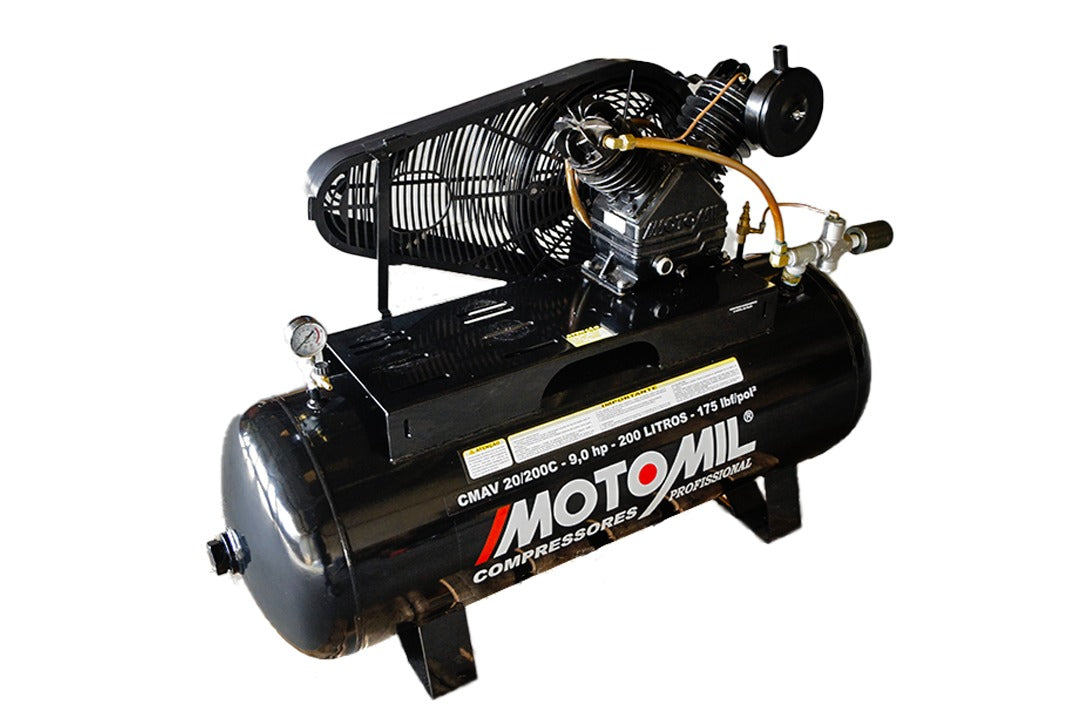 Compressor de Ar a Gasolina 20 Pés 9hp 200 Litros Motomil