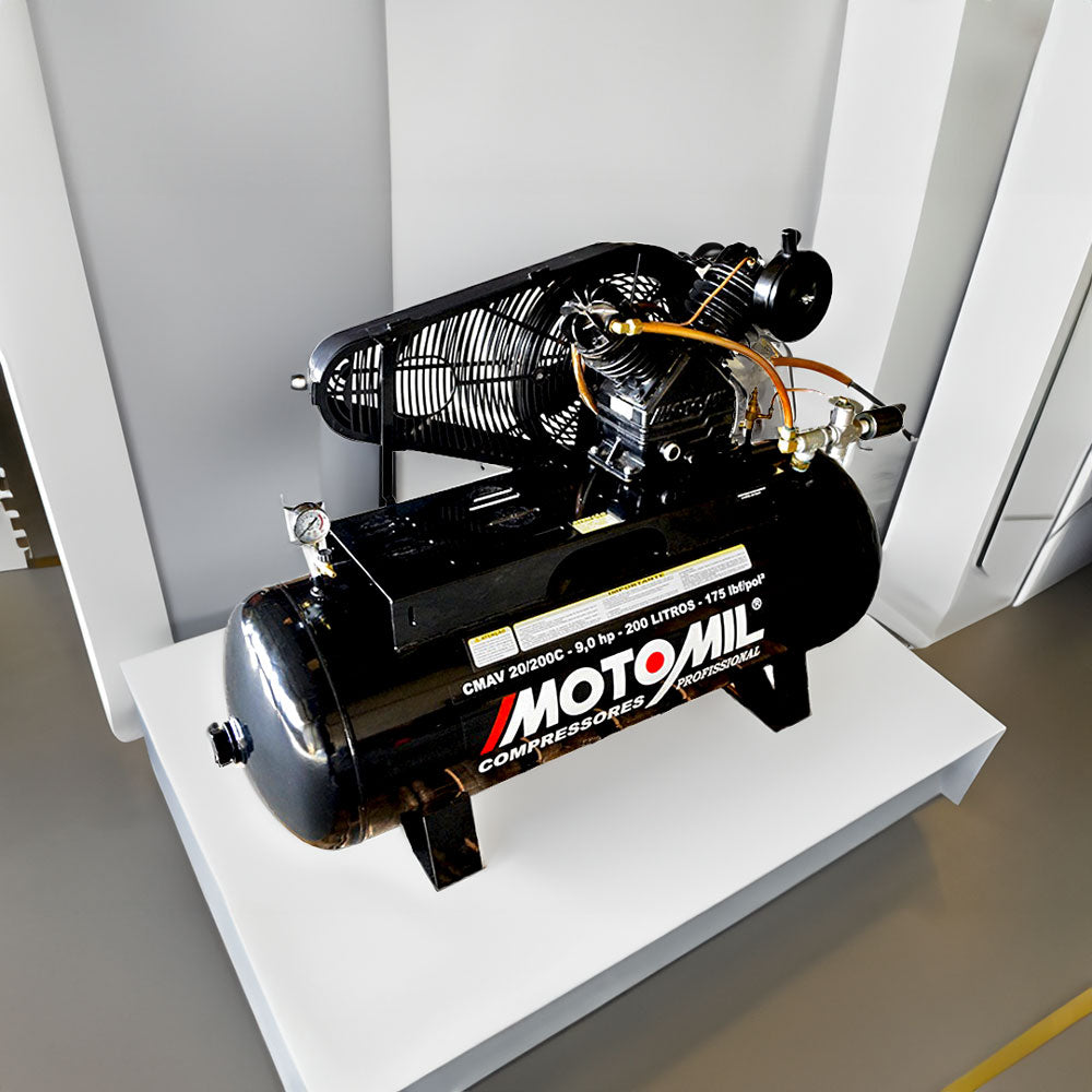 Compressor de Ar a Gasolina 20 Pés 9hp 200 Litros Motomil