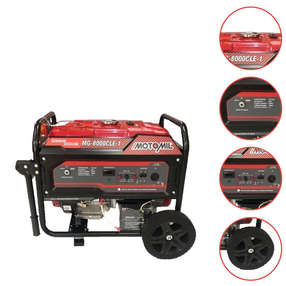 Gerador de Energia a Gasolina Mono Mg8000cle-1 7000w/7,0kva 60hz 115/230v Motomil